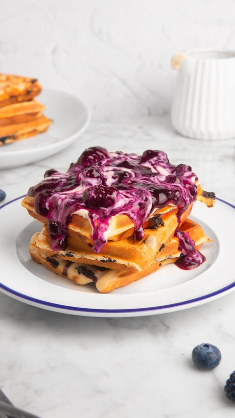 Healthy Recipe: Flourish Pancakes x Nuts For Cheese Waffle & Crème Fraîche Stack