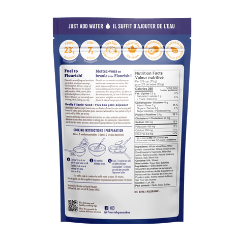 Blueberry Protein Pancake Mix Whey-based High Protein Flourish