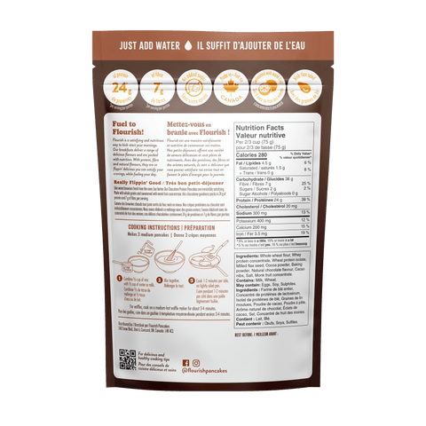Chocolate Protein Pancake Mix Whey-based High Protein Flourish