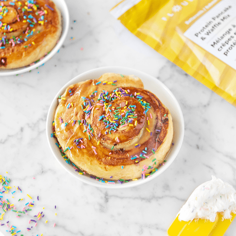 Protein Packed Cinnamon Roll Pancakes