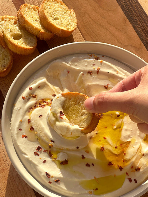 Roasted Garlic Whipped Feta Dip