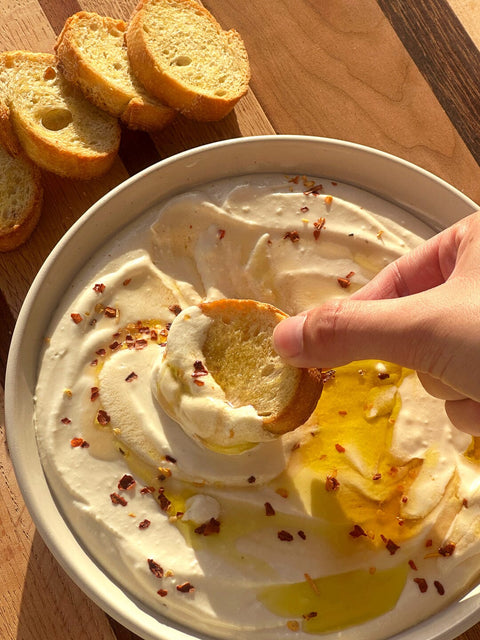 Roasted Garlic Whipped Feta Dip