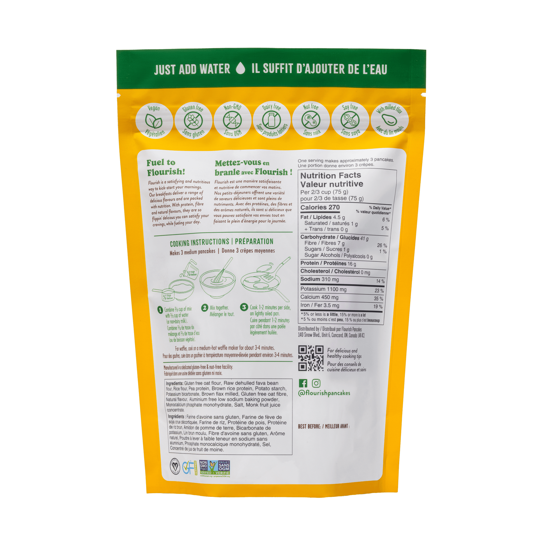 Original Plant-Based Protein Pancake Mix (430g) Plant-based Flourish 