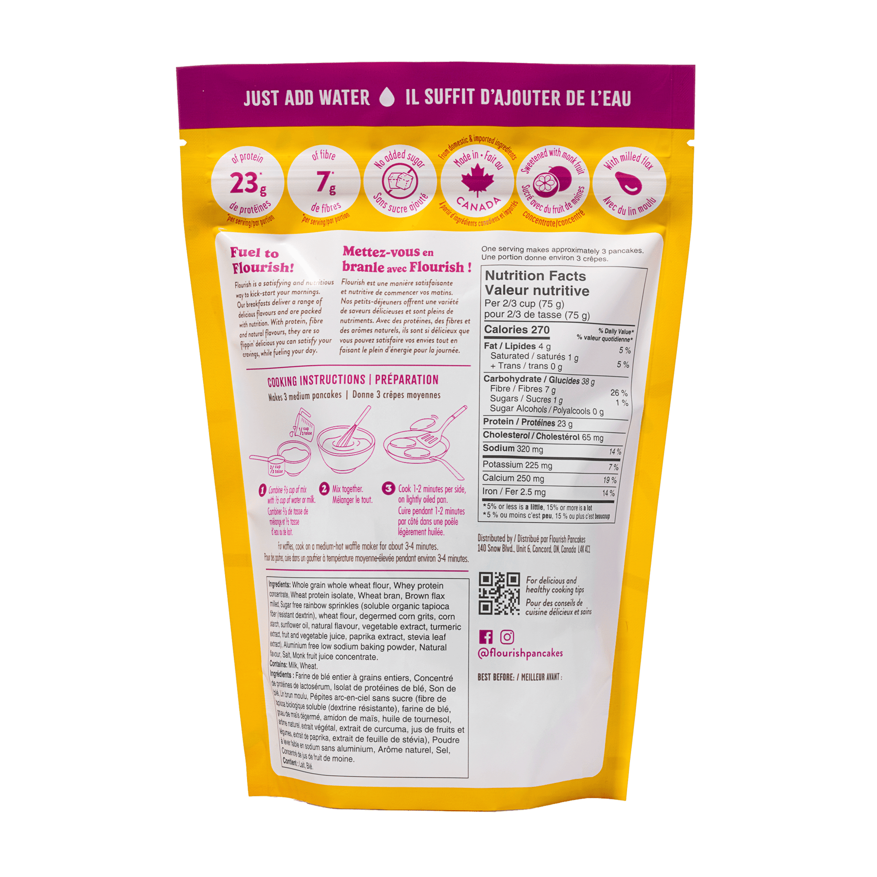 Birthday Cake Protein Pancake Mix (430g) Whey-based High Protein Flourish 