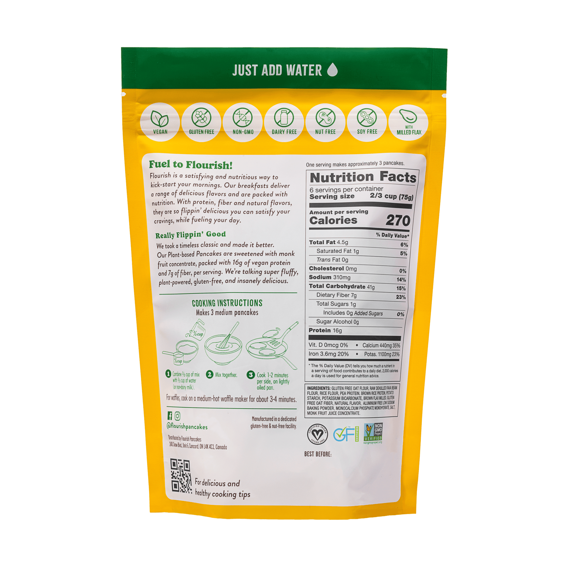 Original Plant-Based Protein Pancake Mix (16oz) Plant-based Flourish 