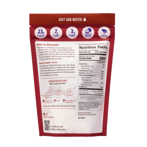 Apple Cinnamon Protein Pancake Mix (16oz) Whey-based High Protein Flourish 
