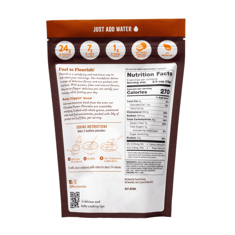 Chocolate Protein Pancake Mix (16oz) Whey-based High Protein Flourish 