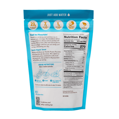 Vanilla Protein Pancake Mix (16oz) Whey-based High Protein Flourish 