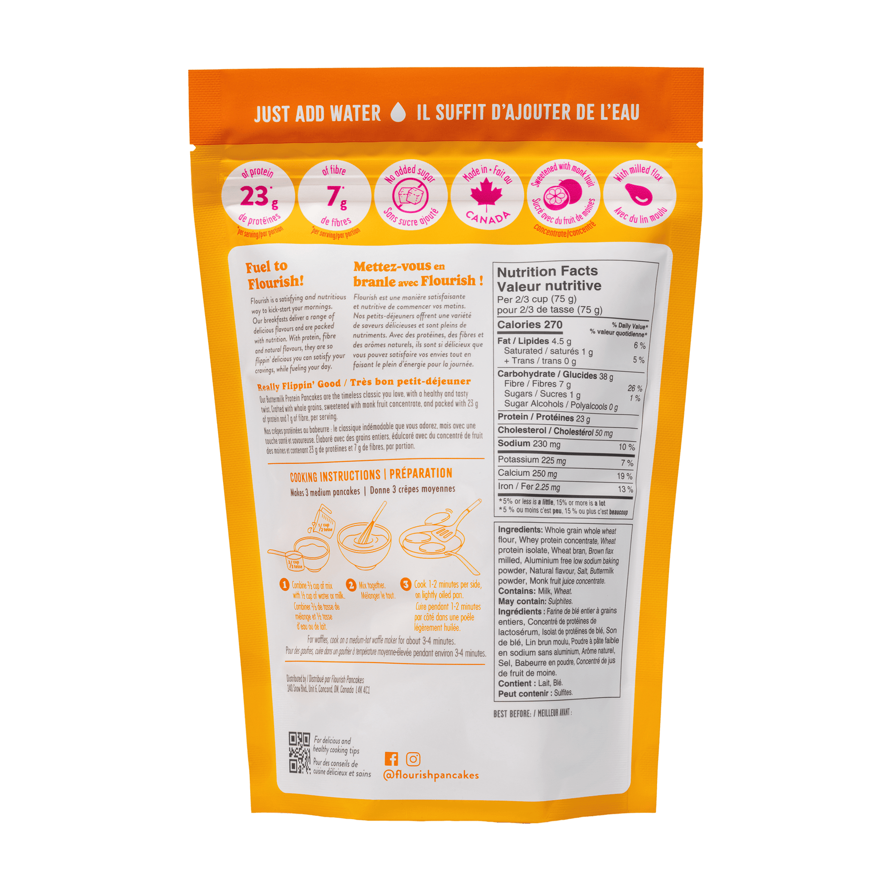 Buttermilk Protein Pancake Mix (430g) Whey-based High Protein Flourish 