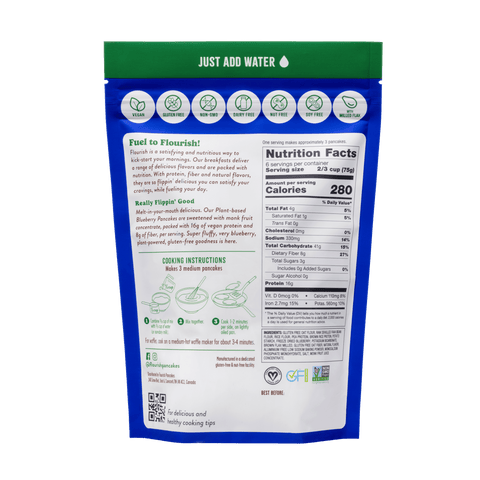Blueberry Plant-Based Protein Pancake Mix (16oz) Plant-Based High Protein Flourish 