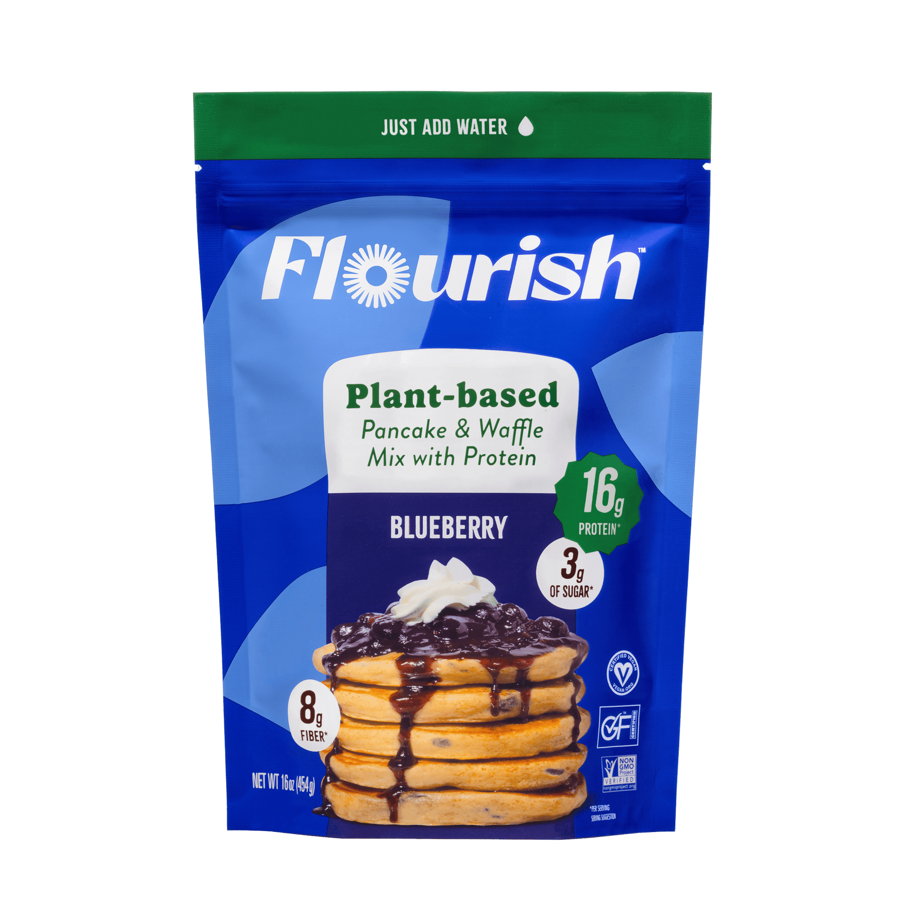 Blueberry Plant-Based Protein Pancake Mix (16oz) Plant-Based High Protein Flourish 