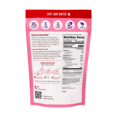 Strawberry Shortcake Protein Pancake Mix (16oz) Whey-based High Protein Flourish 