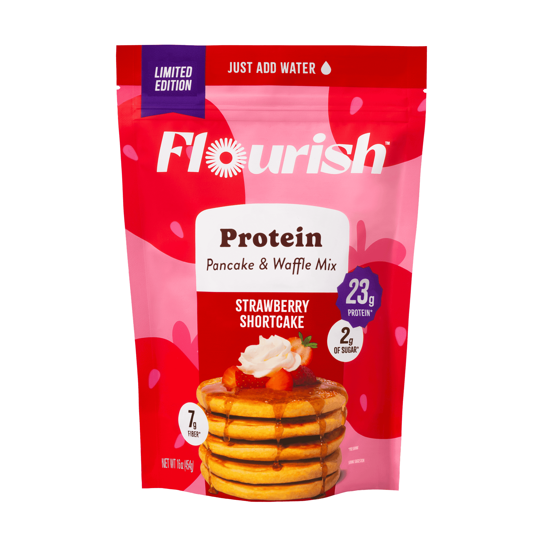 Strawberry Shortcake Protein Pancake Mix (16oz) Whey-based High Protein Flourish 