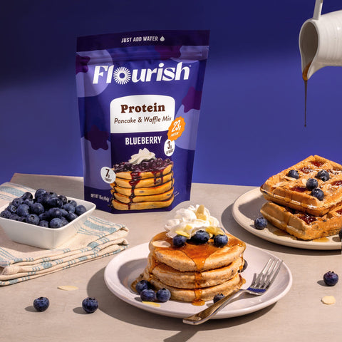 Blueberry Protein Pancake Mix (16oz) Whey-based High Protein Flourish 
