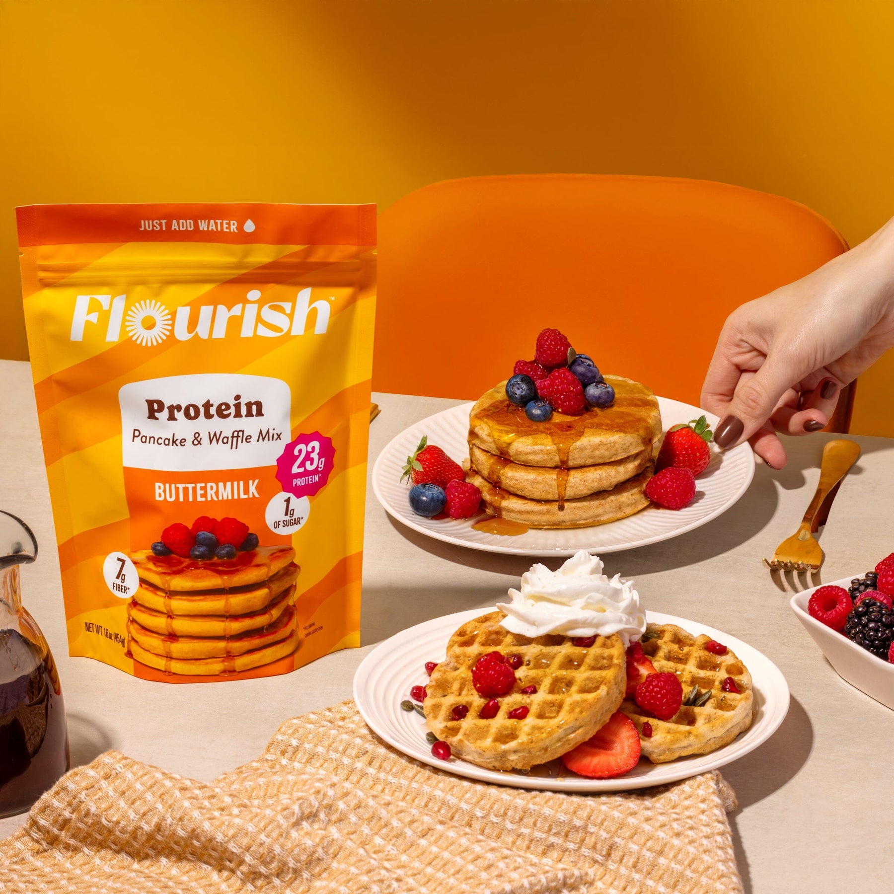 Buttermilk Protein Pancake Mix (16oz) Whey-based High Protein Flourish 