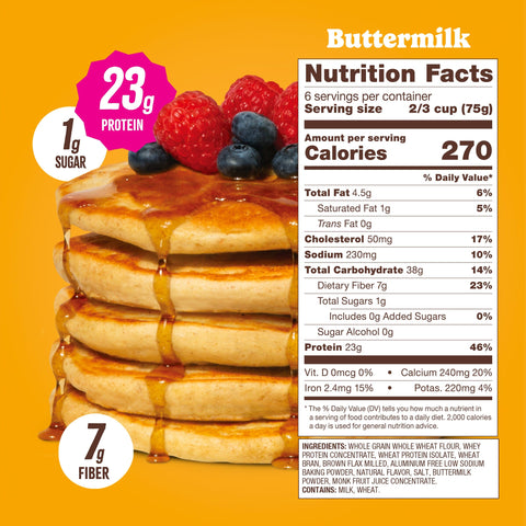 Buttermilk Protein Pancake Mix (16oz) Whey-based High Protein Flourish 
