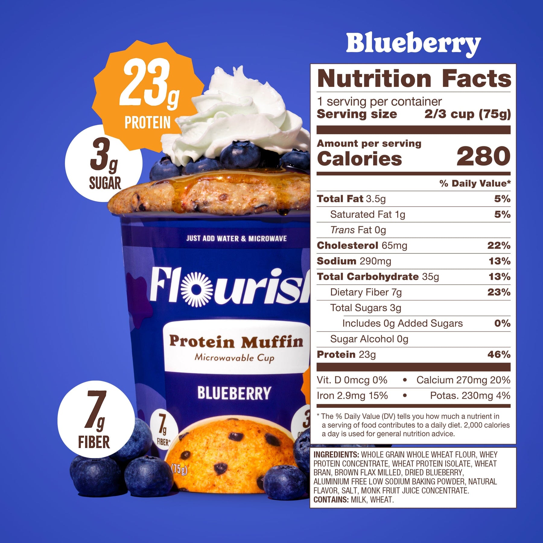 NEW Blueberry Protein Muffin Cup (2.65oz/ea) FG-USA Flourish 