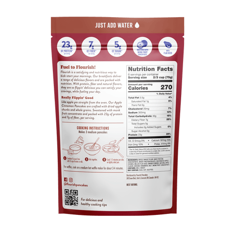 Apple Cinnamon Protein Pancake Mix Whey-based High Protein Flourish 