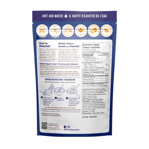 Blueberry Protein Pancake Mix Whey-based High Protein Flourish 