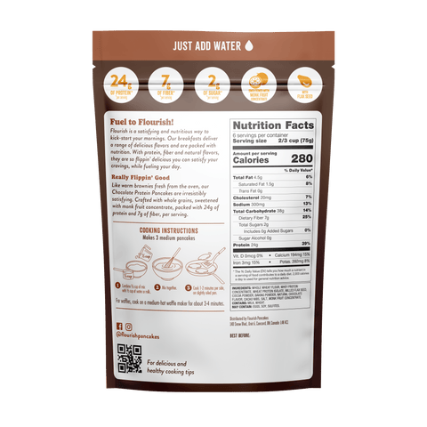 Chocolate Protein Pancake Mix Whey-based High Protein Flourish 