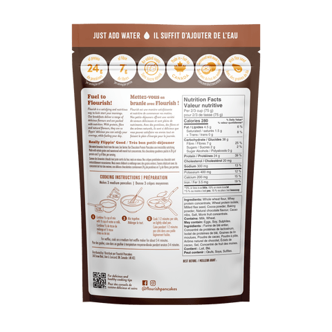 Chocolate Protein Pancake Mix Whey-based High Protein Flourish 