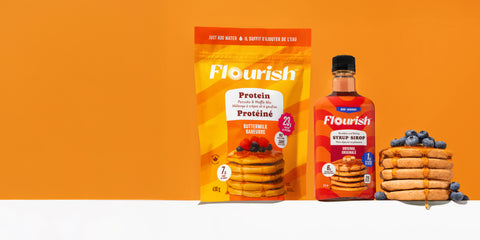 Ring in BetterMorningswith High-Protein Pancakesand Low-Sugar Syrup.